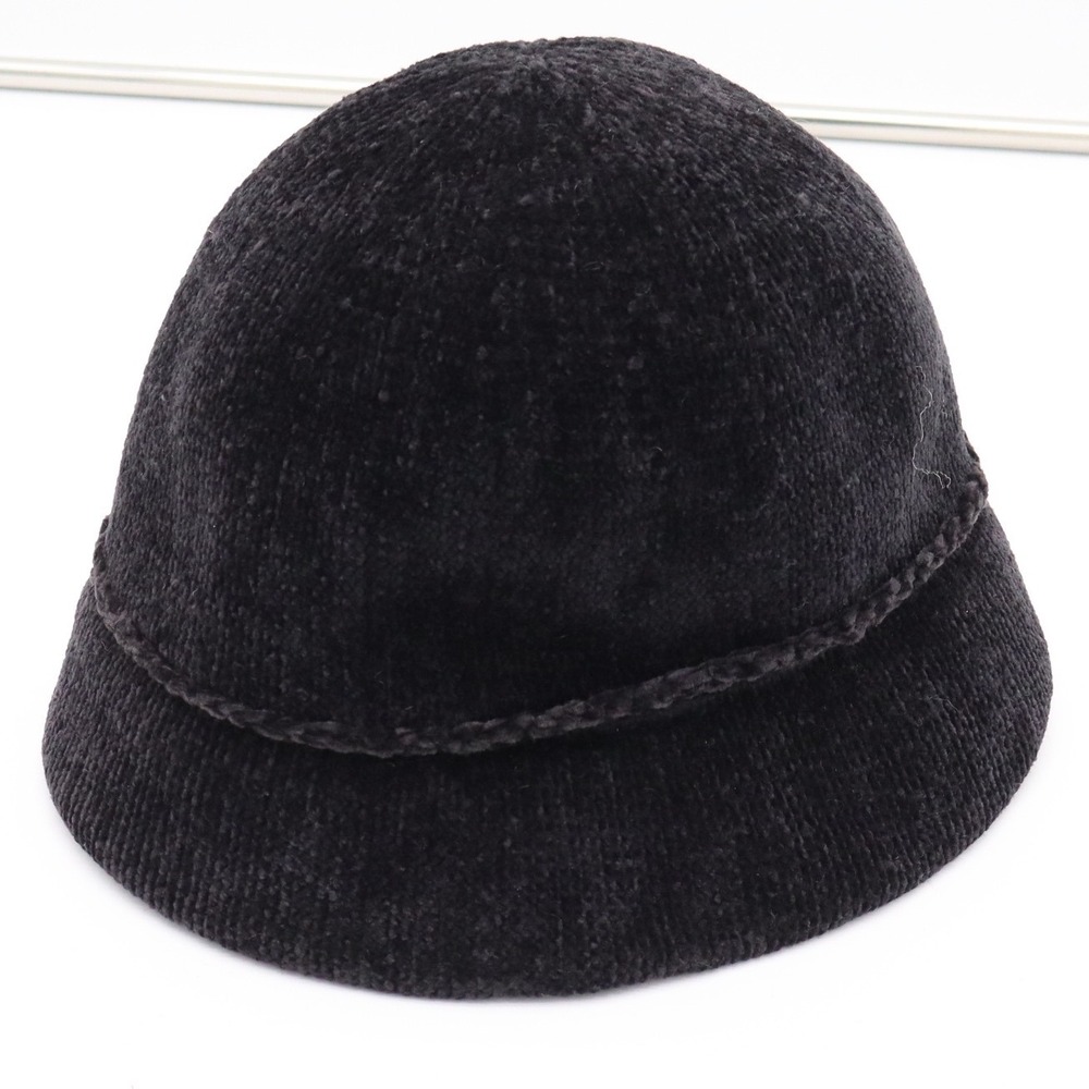 Apt. 9 Bucket Hat Womens OS Cloche Black Braided Trim Chenille Excellent